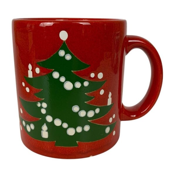 Vintage Waechtersbach W Germany Red Christmas Tree Ceramic Mug 12 Oz Holiday - Picture 1 of 6